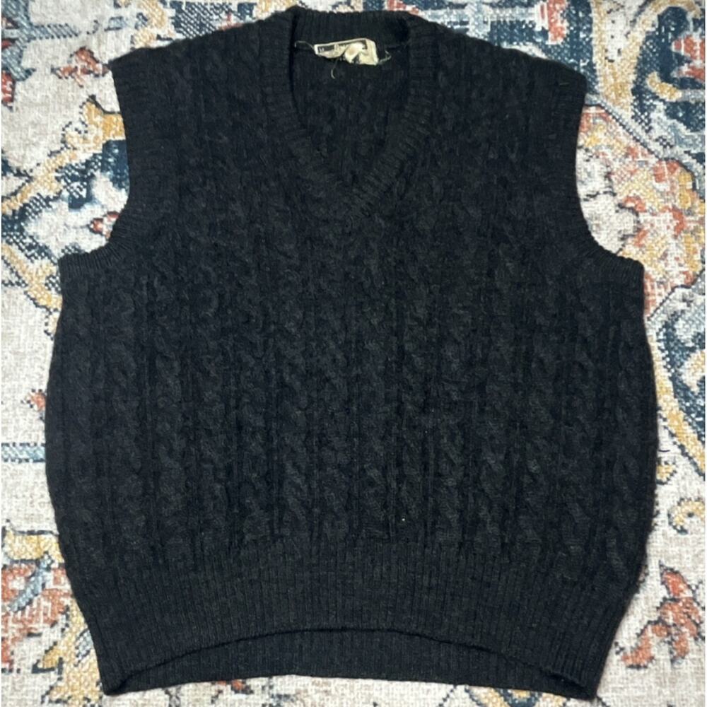 Vintage 60s Macy’s Supre-Macy Hand Loomed Zephyr Wool Sweater Vest Charcoal